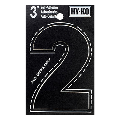 NÚMERO 2 DE PLÁSTICO AUTOADHESIVO 7.62 CM