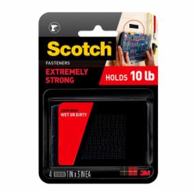 SUJETADORES CON ADHESIVO FIJACIÓN EXTREMA, NEGRO, 25.4 MM X 76.2 MM