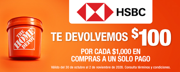 Te devolvemos $100 por cada $1,000 MXN en compras a un solo pago con Tarjetas de Crédito HSBC. Válido del 30 de octubre al 2 de noviembre de 2026. Consulta CAT, términos y condiciones.